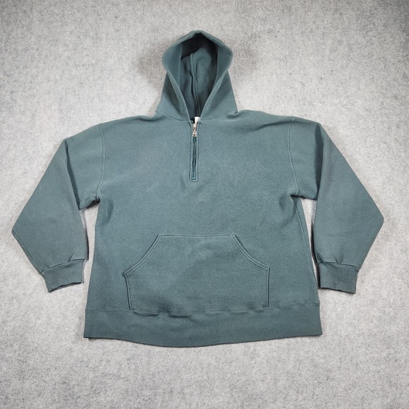 Russell Athletic Hoodie Mens XL Green Made in USA Pullover 1/4 Zip